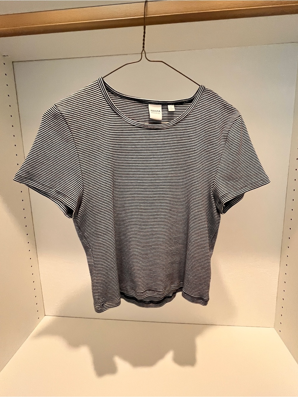 Aritzia Navy and White Striped Short-Sleeve Tee